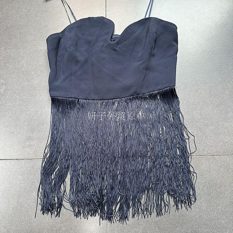 Yan Zi Export Day + Asymmetrical Collar Long Fringe Elegant Sexy Tube Top Vest Tops