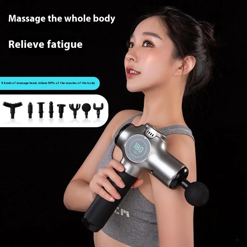 New Portable LCD Touch Household Electric Impact 99-gear Adjustment Massage Gun Muscle Relaxation Fascia Gun with 8 Massage Head