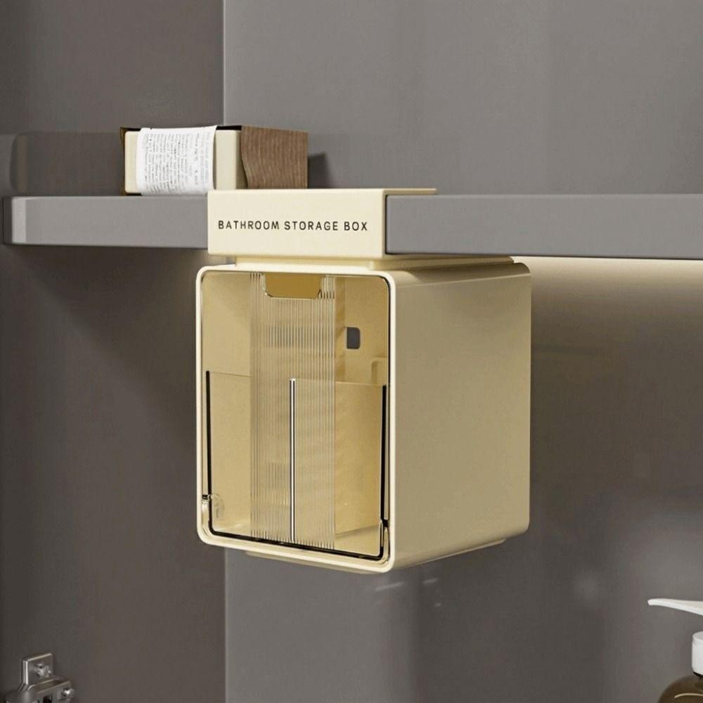 Hanging/Hook Style Drawer Style Storage Box Transparent Plastic Makeup Storage Container Self Adhesive Space Saving
