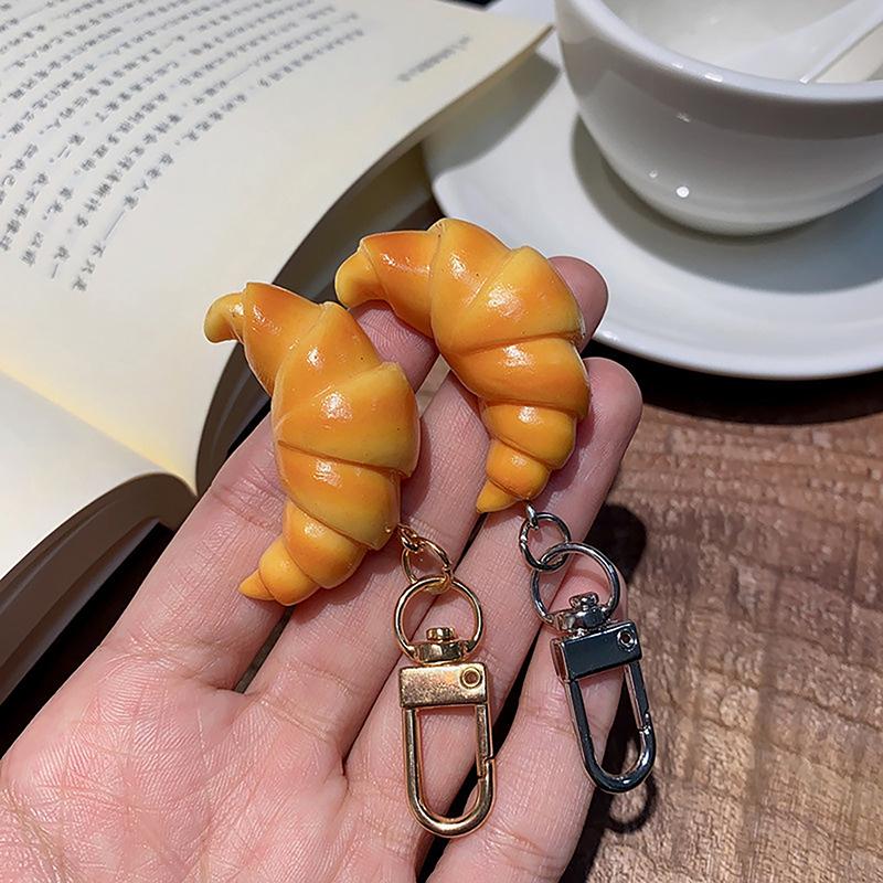 Simulation Food Toy Model Pendant Keyring Personalized Creative Croissant Package Student Children Gifts Keychain Ring Chain