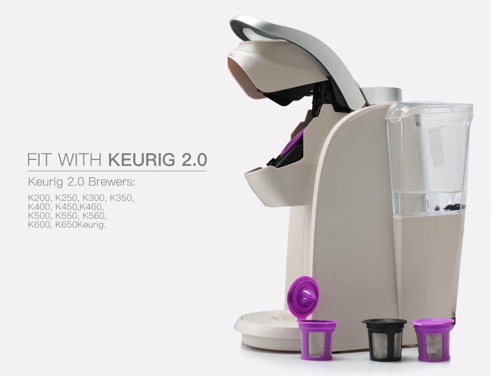 6 Pcs Reusable Refillable Filter Cup Coffee Filter Pod for Belr Keurig 2.0, 1.0 Series Coffee Maker