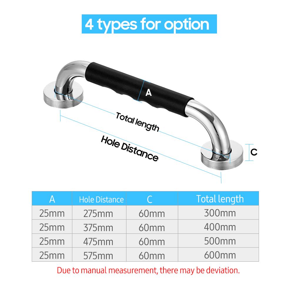 19.6 Inch Anti-Slip Shower Grab Bar Handle Stainless Steel Bathroom Grab Bar Silicone Covered Grip