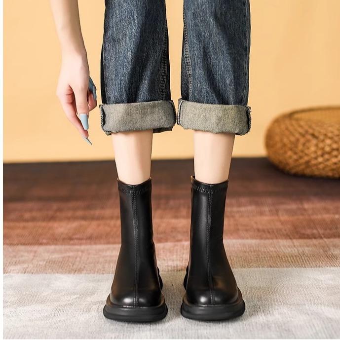 Small Martin boots women's British style 2025 new spring and autumn single boots summer thin boots thick-soled leather short boots