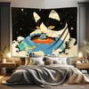 Cosmic Cat Playing With Earth Tapestry 2D Single Print Durable Tapestry Home Bedroom Living Room Dorm Space Cat Lover Vibe Decor