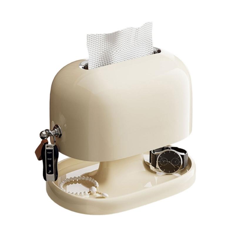 

Creative Napkin Storage Box for Desktop Decoration Space Saving Paper Towel Organizer Multifunctional Tissue Holder білий