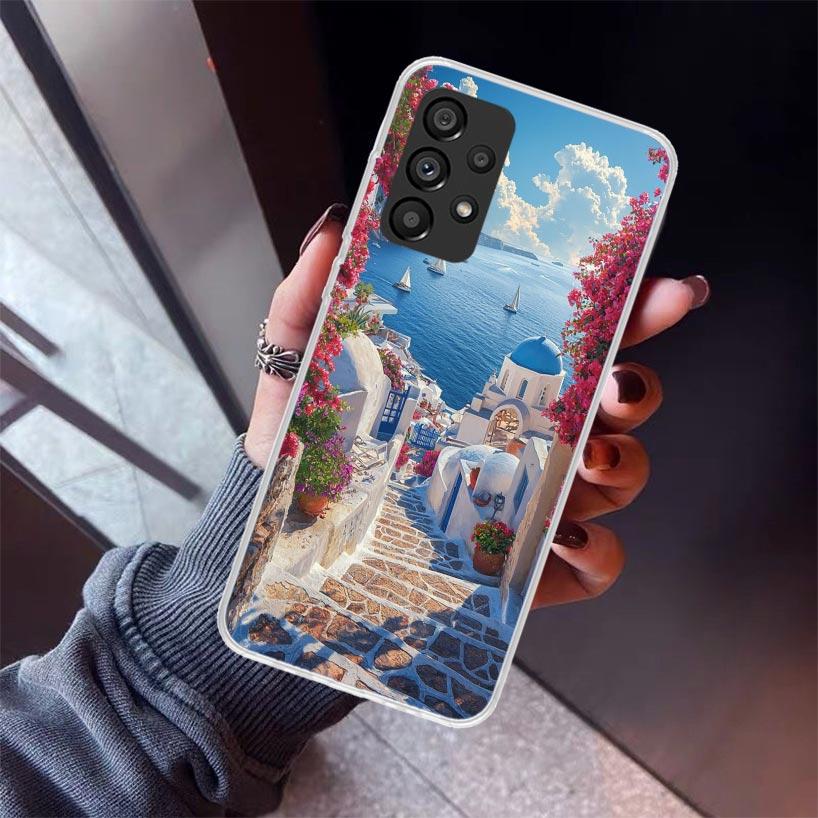 Greece In Summer Santorini Phone Case For Samsung Galaxy A12 A52S A42 A32 A22 A51 A50 Note 20 Ultra 10 S10 Plus A71 A70 A31 A30