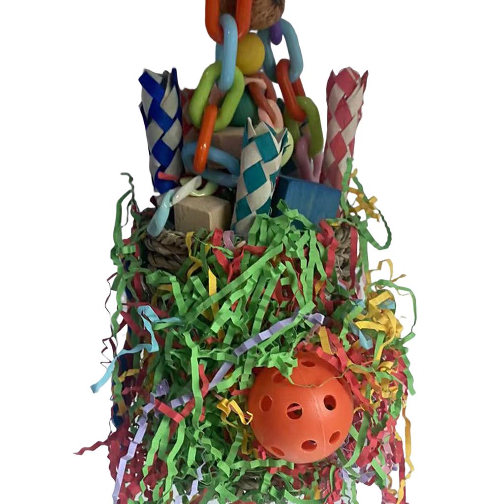 Wicker Foraging Basket Bird Toy Rattan Small Bird Hanging Swing Foraging Toy for Cockatiels Budgie Parroket