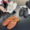 Fashion Big Size 43 Fashion Weave Women Flats With Shoes Shallow Slingback Footwear Round Toe Ladies Flats Shoes Female Sandals