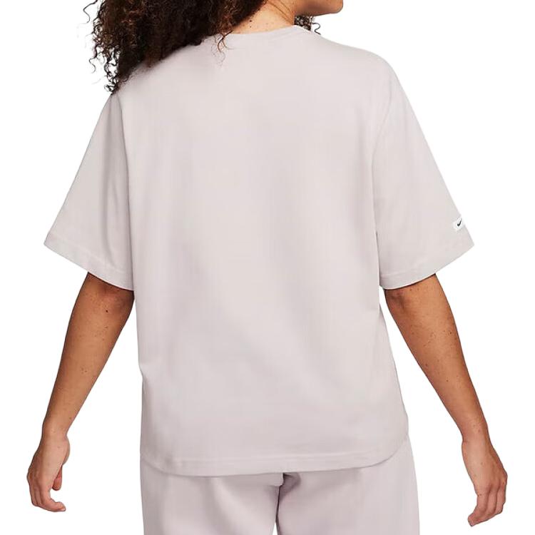 Nike Sportswear Classics Drop Shoulder Sleeve T Shirt Women's Gray Purple FQ6601-019