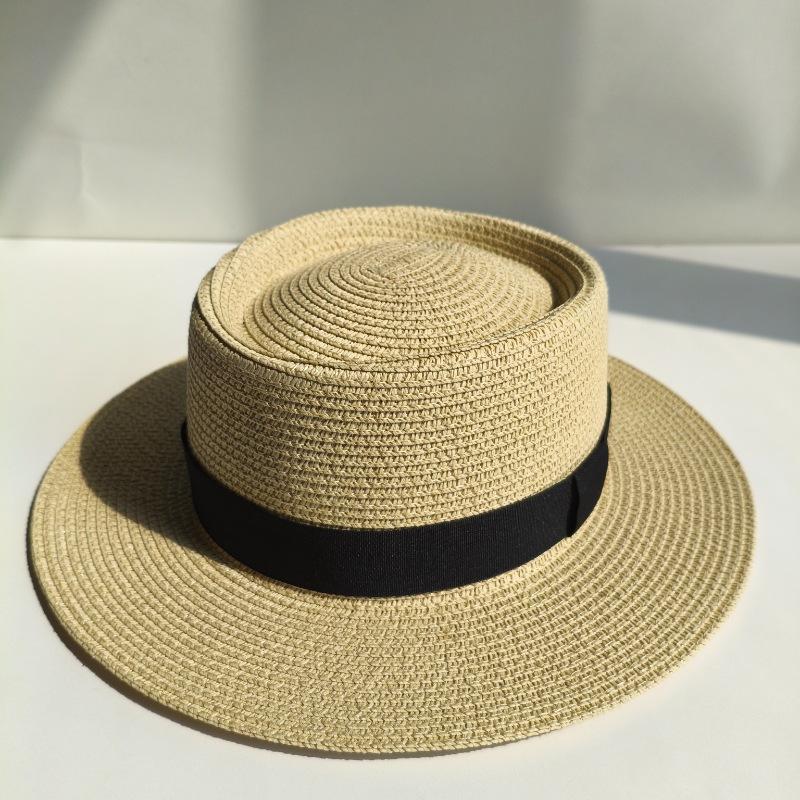 High-quality women's hats cross-border custom French top hats, straw hats, high-end seaside vacation photos