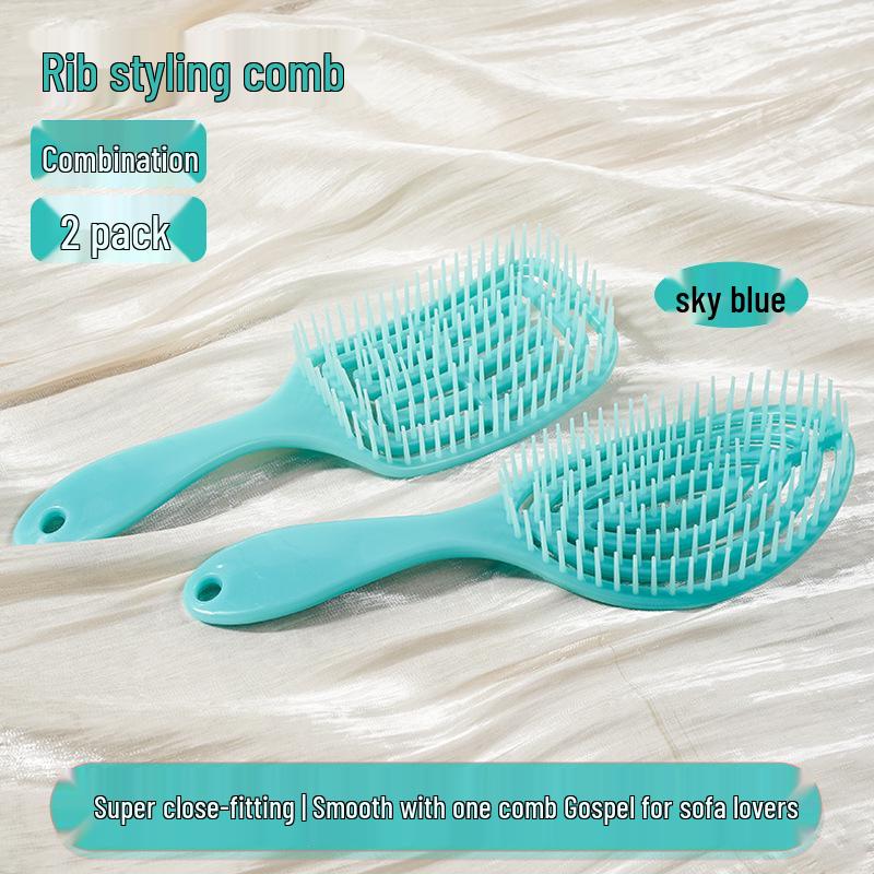Cross-border Hot Item: Portable 2-in-1 Hollowed-Out Massage Comb - Wet/Dry Wide-Tooth Styling Comb for Women