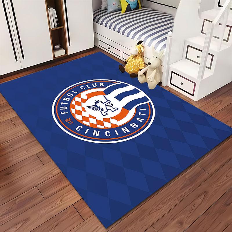 Futbol Club Cincinnati Logo Rug suitable as a non-slip mat for the living room or bedroom sofa