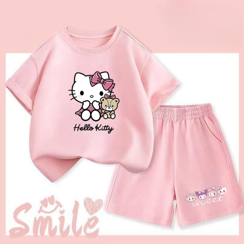

Sanrio Summer Clothing Set Hello Kitty Two-Piece Set Short-Sleeve T-Shirt Top and Shorts Set 100