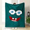 Bright Cartoon Face with Large Blue Eyes, Wide Smile, and Prominent Teeth. for All Seasons Blanket Lunch Break Throw Gift