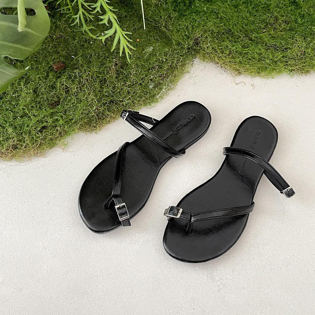 Queen Fan Retro Flat-bottomed Non-slip Cover Toe Slippers Women's Shoes Summer Wear 2025 New Models with Skirts French Cool Slippers