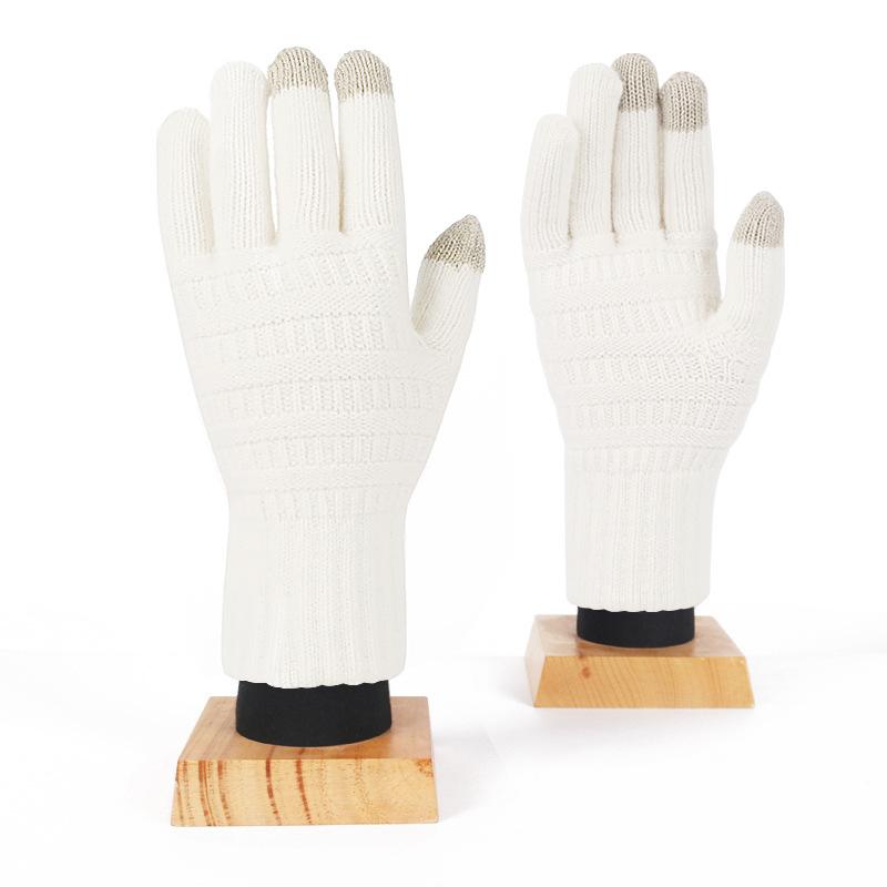 Hot-selling Adult Winter Gloves Women's Double-sided Jacquard Brushed Knitted Thermal Fleece Cycling Gloves Men