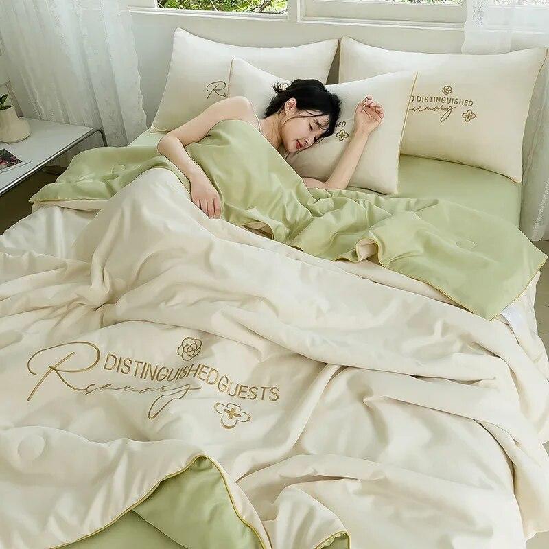 Summer Ice Silk Summer Cool Quilt Set of Four, Machine Washable, Water Washable, Breathable In Summer