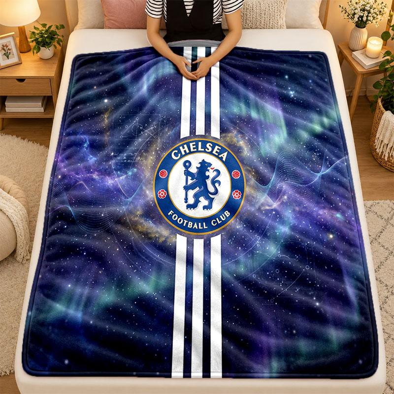 Flannel BlanketChelsea FC Warm Soft Throw Blanket for Indoor Sofa Bed Living Room Use