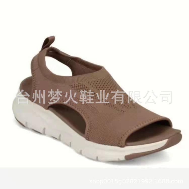 

Женские сандалии осенне-летние сетчатые на толстой подошве с закрытым носком и открытым носком, вязаные, повседневные спортивные 45 коричневый