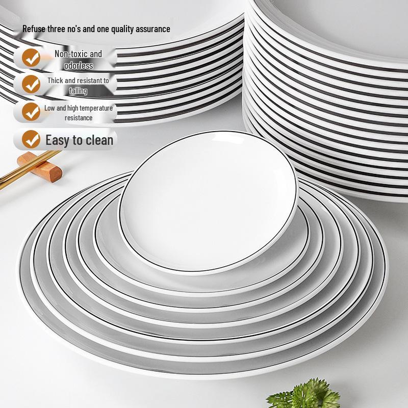 Melamine Imitation Porcelain Round Dinner Plate - Durable Restaurant and Buffet Dish