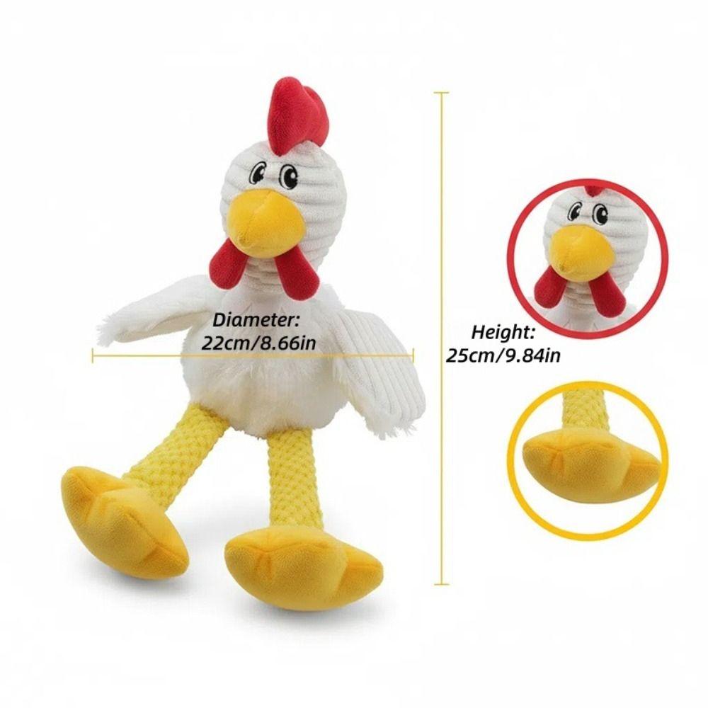 Cartoon Rooster Shape Squeaky Plush Dog Toys Chew-Resistant Dog Stuffed Chicken Toys  Cats