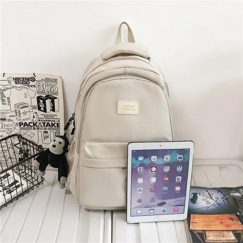 Einfarbiger Rucksack Damen Mehrere Taschen College-Schultasche Lässige Laptop-Rucksäcke Herren Schultasche für Teenager Schultaschen für Mädchen