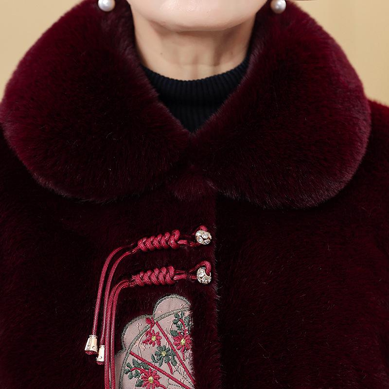 Autumn/Winter Maternity Velvet Jacket, Imitation Mink, for Middle-Aged & Elderly Women - Chinese Style Grandma's Thickened Cotton Padded Coat