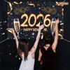 Black Gold New Year Backdrop Banner 2026 Happy New Year Christmas Party Background Decoration Gifts New Year Party Supplies