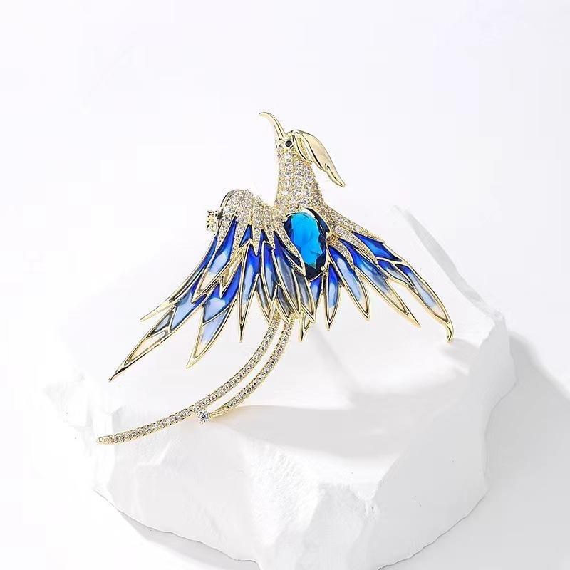 High-End Enamel Brooch: Retro Phoenix Perching on Wutong Tree, Perfect for Women's Cheongsam and Suit Accessories in Ancient Style.