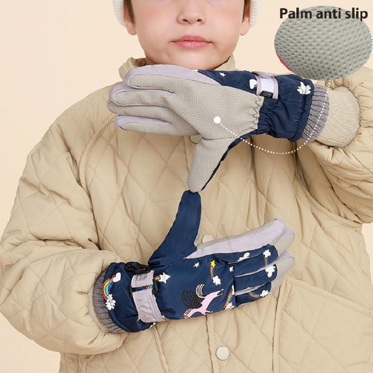 Children Skiing Gloves with Thermal Fleece Water Prevent Cartoon Gloves for Snowboarding Mountain Climbing Cold Weather