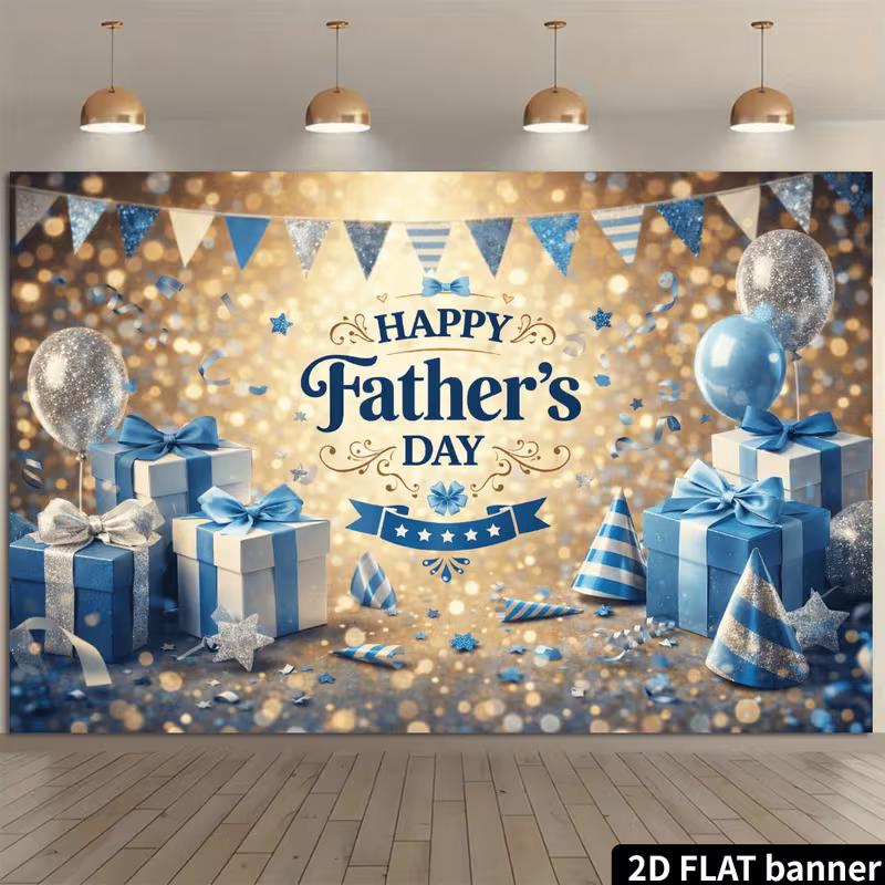 2D Navy Blue Silver Glitter Dad Holiday Family Portrait Photography Backdrop Decor