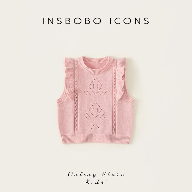 Insbobo Children s Vest 2025 Autumn New Style Girls  Vest Knitted Sweater for Girls Spring and Autumn Baby Children s Clothing Trendy Pink 100