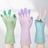 1 Pair Housework Gloves Long-Sleeved Latex Waterproof Cleaning Gloves Tear-Resistant Dishwashing Laundry Dish Gloves