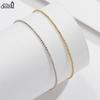 Effie Queen 925 Pure Silver 14k Gold 1mm Beads Ball Chain Anklet Simple Jewelry for Women Summer Beach Banquet Party Gift SA80