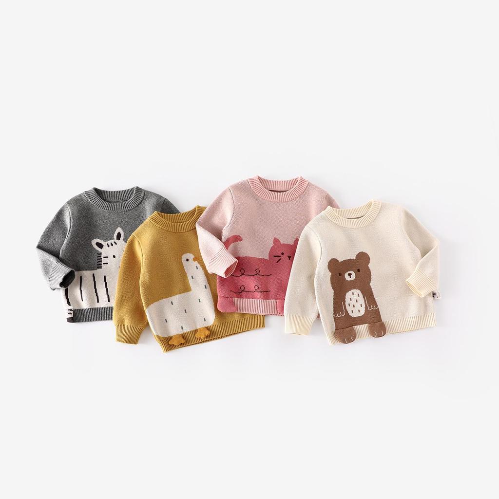 Kids' Korean Style Bear Jacquard Pullover - 2025 Autumn Collection