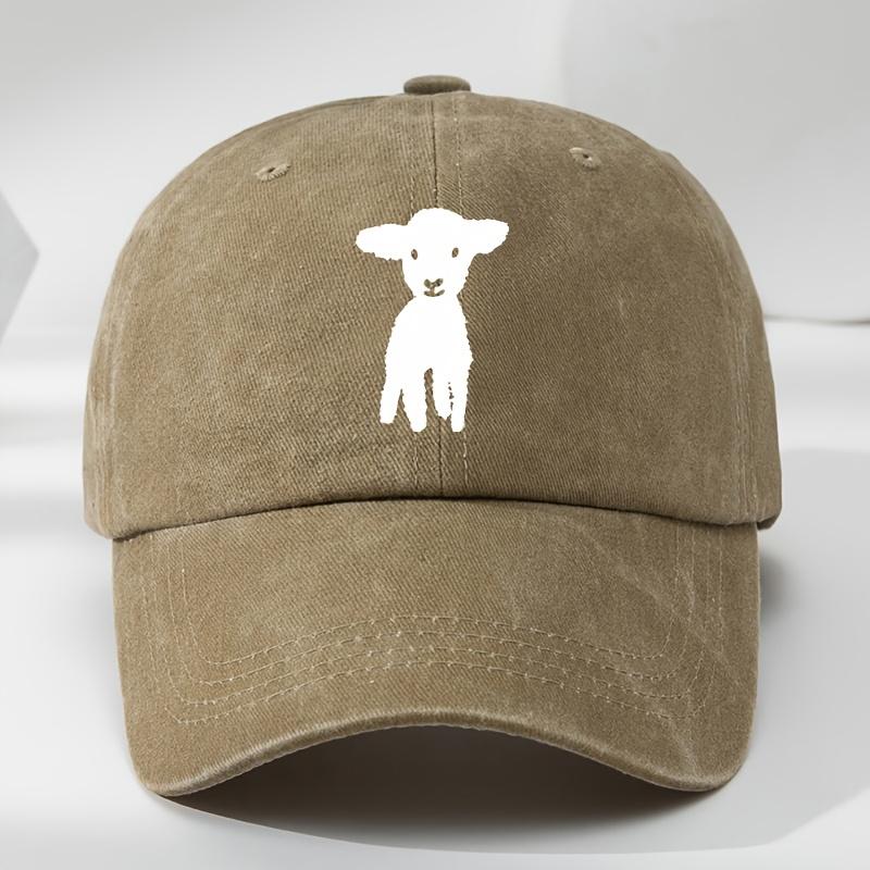 Cartoon-Ziegen-Print, gewaschene Baseballkappe für Herren für den Außenbereich, getragene Schirmmütze, Sport- und Freizeit-Sonnenhut