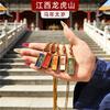 God of Wealth Zhao Gongming Pendant, Gilded Outline Cinnabar Blessed Five Elements Energy Mini Thangka Necklace