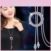 Trendy Korean Fashion Long Snake Chain Necklace With Stunning Geometric Design
