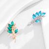 Brooch Pin for Women, Marquise Shape Olive Branch Design Brooch with Rhinestones, Metal Base Lapel Pin for Suits Coats Scarves