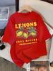 ZX Tee Lemons Fruits Premium Fresh Printing T Shirt Woman Loose Sportswear O-Neck Casual T Shirts Loose All-Match Short Sleeve