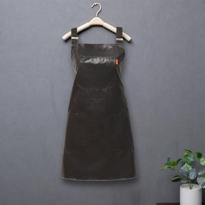 Barber Apron Pockets Design Waterproof Adjustable Strap Anti Stain Faux Leather Kitchen Chef Apron for Kitchen Salon Hairstylist