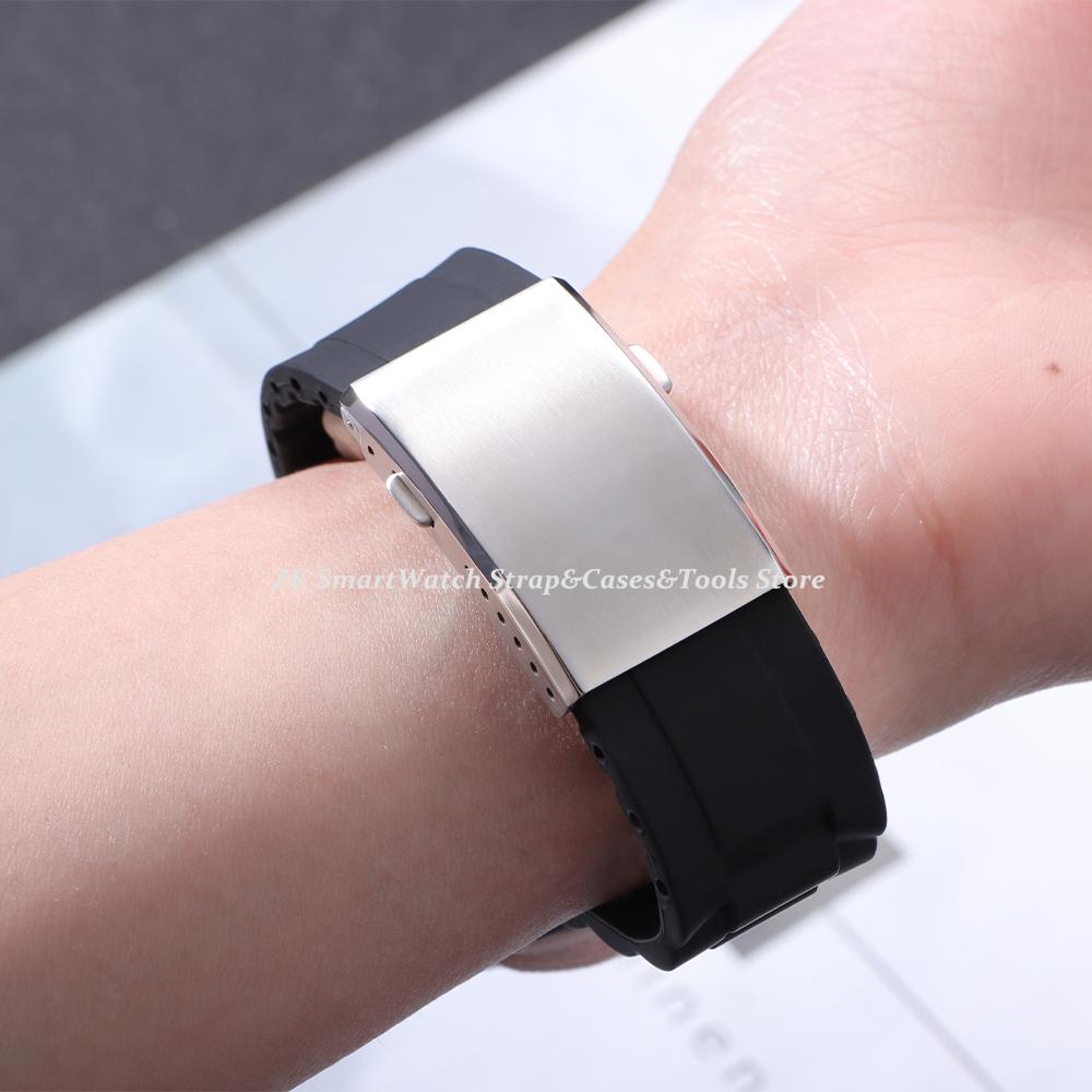 Silicone Watch Strap 22mm 20mm for Seiko for Fossil Wristband Curved End Solid Folding Buckle Watch Bracelet for Men Accessories