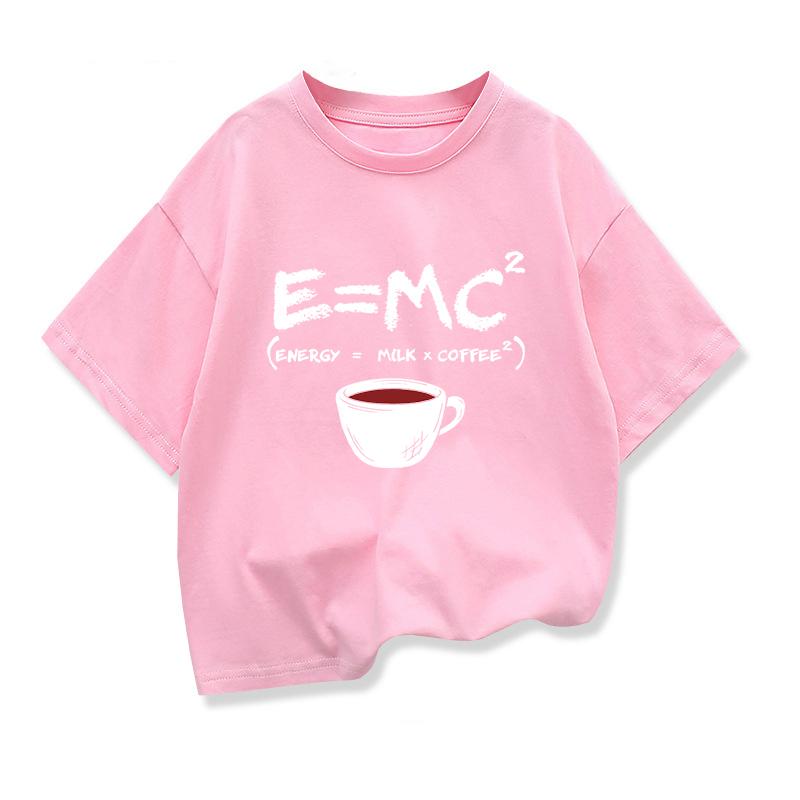 T-shirt d'été pour garçons Coton Décontracté Drôle Imprimé Énergie=Lait+Café Hommes Cool Lâche Col Rond Hauts Pour Bébés Enfants Manches Courtes T-shirts Hommes
