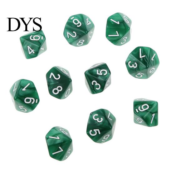10 יחידות קוביות פוליהדרליות D10 בצבע אחיד רב-צדדיות למשחקי TRPG, אביזרים למסיבה, מתנה