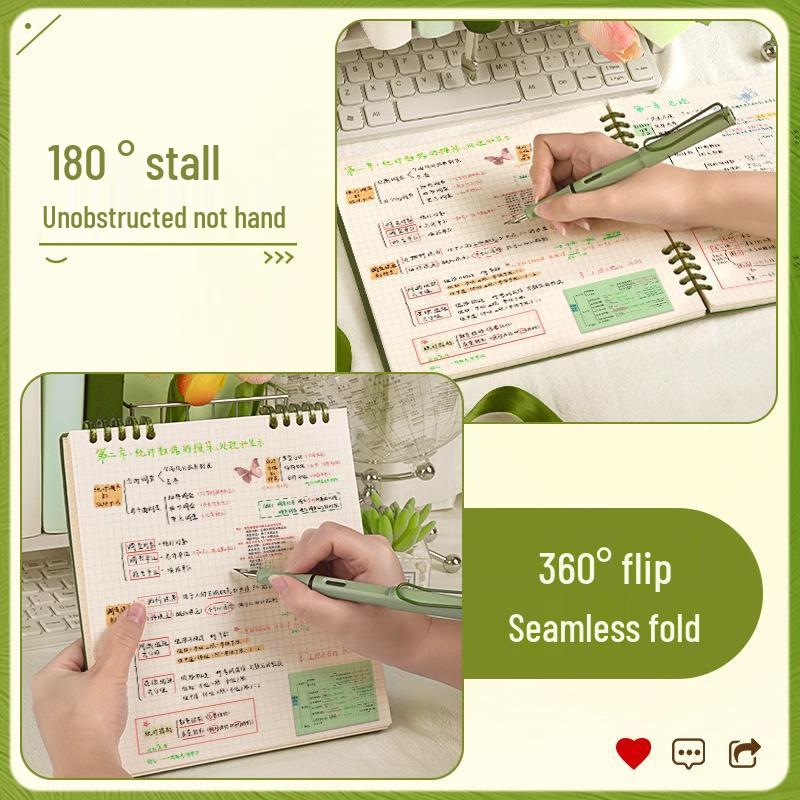 2024 High-Value Retro Top-Bound Grid Loose-Leaf Notebook