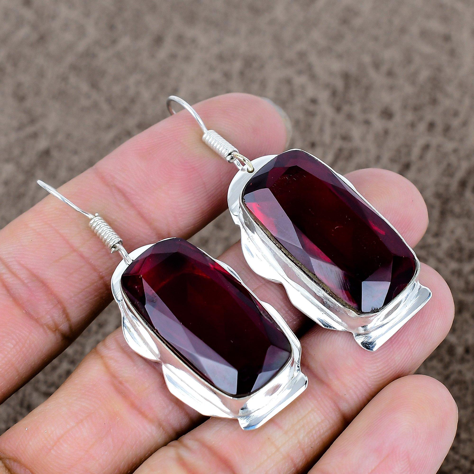 

Garnet Gemstone Handmade 925 Sterling Silver Jewelry Earring 2.17 KKG-602
