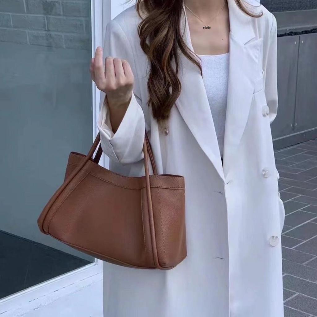 2024 Fashion Lychee Grain Vegetable Basket Handbag: Versatile Retro Shoulder and Crossbody Commuter Bag for Women