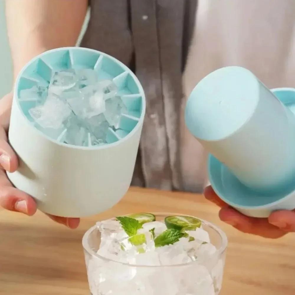 DIY Silicone Ice Cube Mold Round Ice Bucket Refrigerator Freeze Ice Maker Creative Ice Cube Mold Barware Tools Summer Homemade