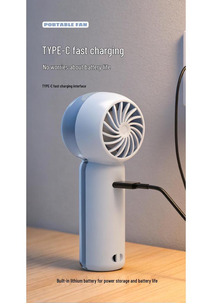 Portable USB Rechargeable Cartoon Handheld Fan - Lightweight, Three-Speed, Outdoor Friendly