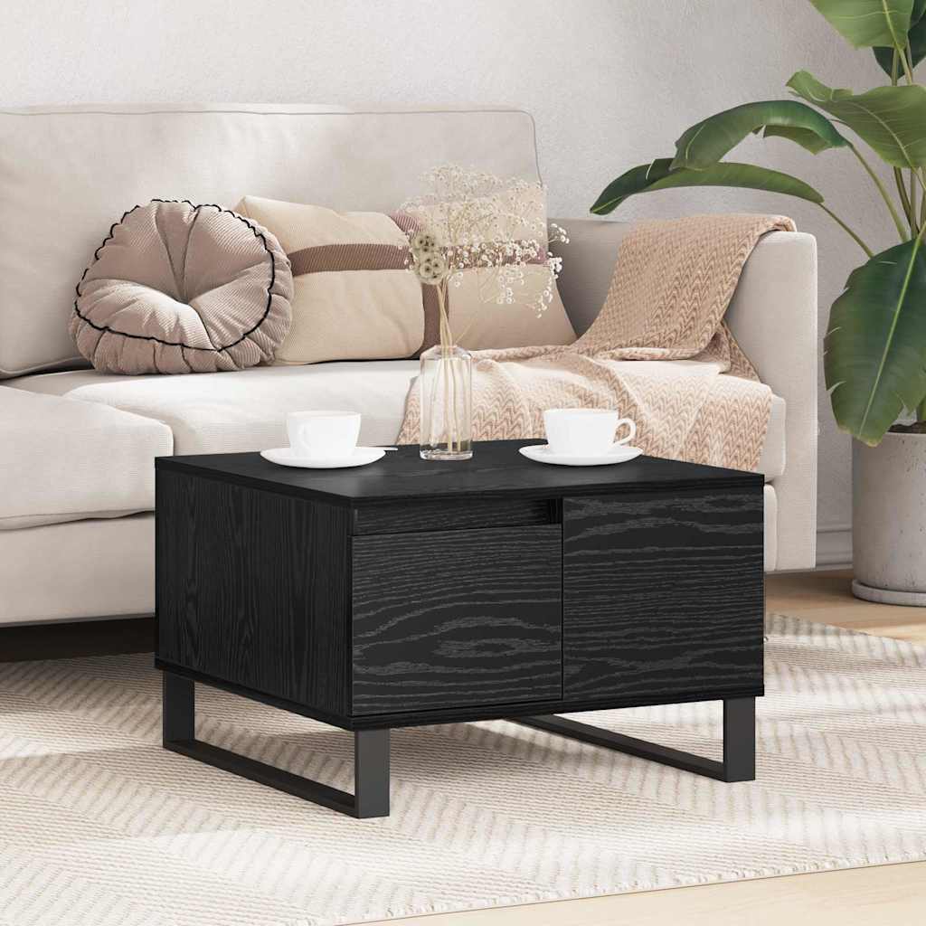 Coffee Table Black Oak Look 55 X 55 X 36.5 Cm Engineered Wood